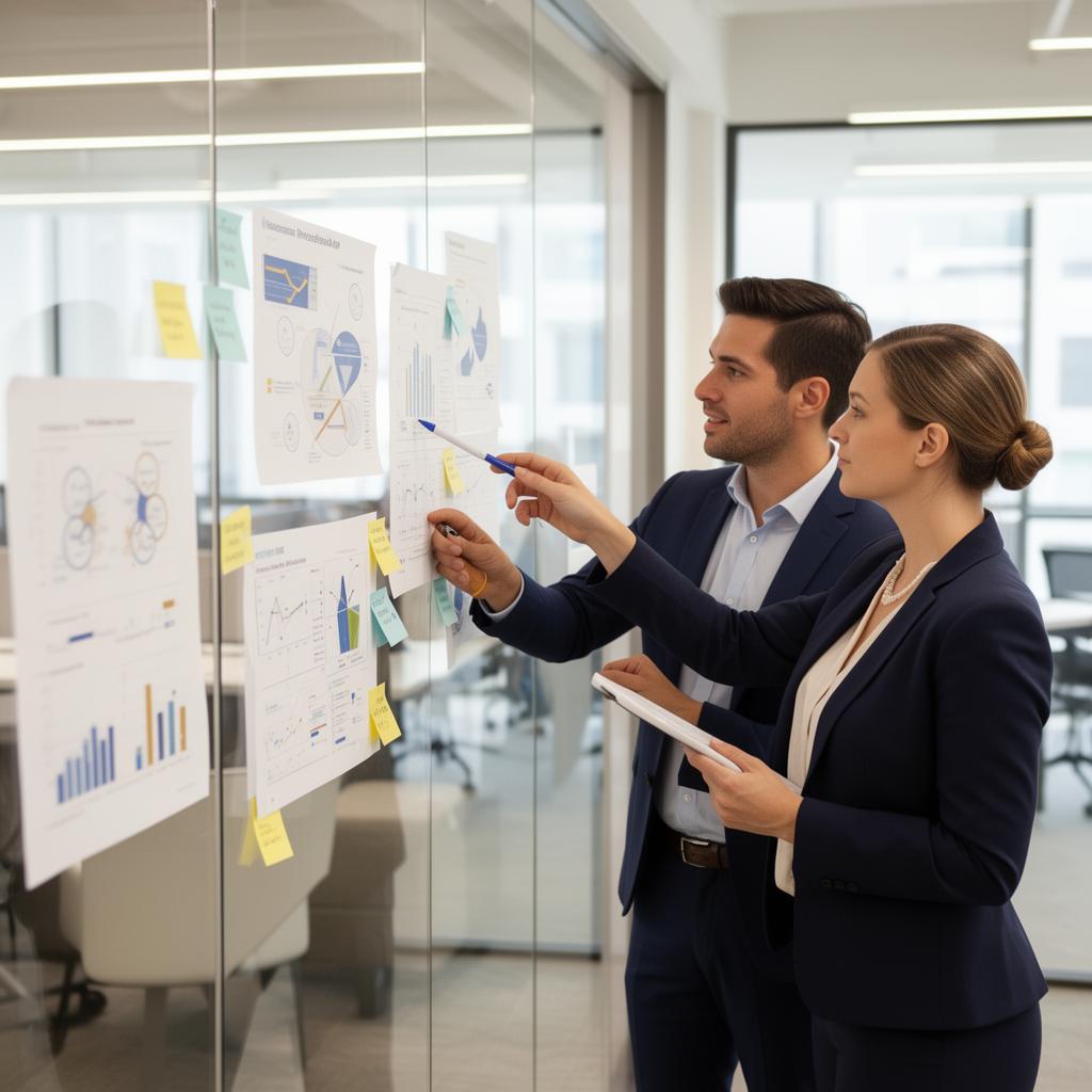 Nexentry consultants mapping growth strategy on a glass wall